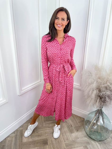Angie Shirt Dress Pink Leopard