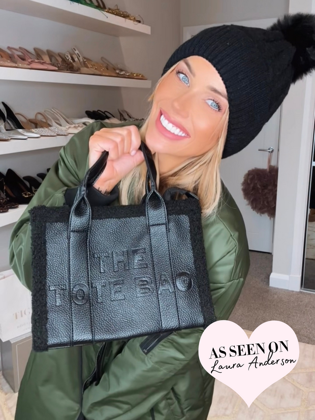 Black tote bag faux leather sale