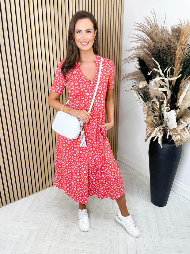 Heather Smock Dress - Red Summer Leopard by Sugarhill Brighton