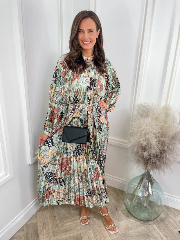 Mabel Dress - Green Paisley