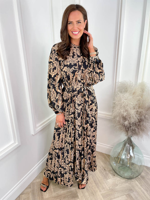 Mabel Dress - Bronze Jacquard
