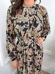 Mabel Dress - Bronze Jacquard