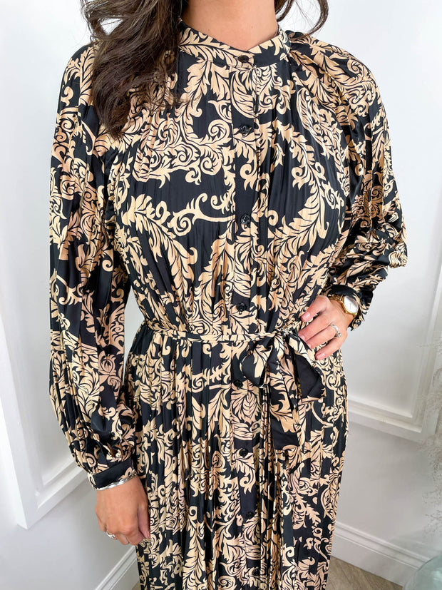 Mabel Dress - Bronze Jacquard