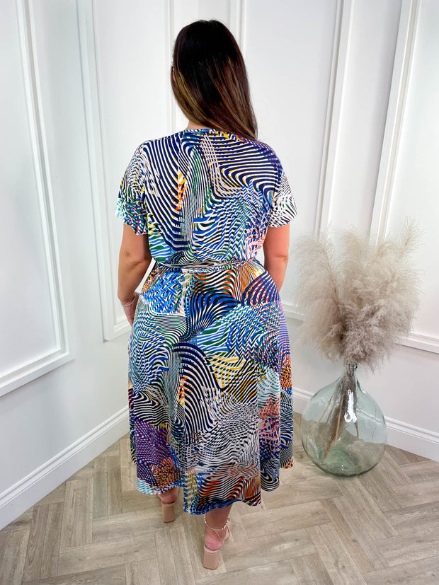 Curve Amila Dress - Multi Abstract