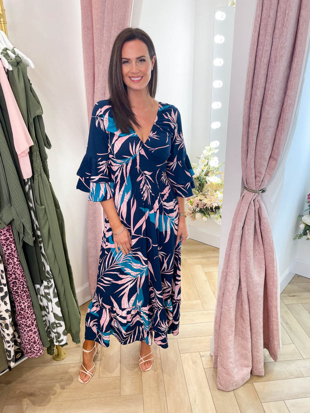 Liah Dress - Blue Leaf