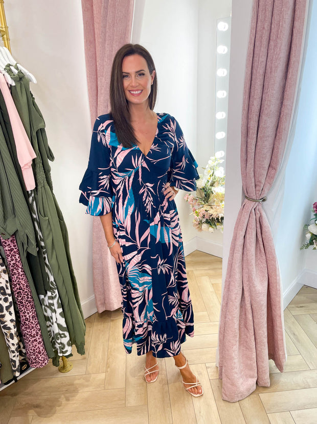 Liah Dress - Blue Leaf