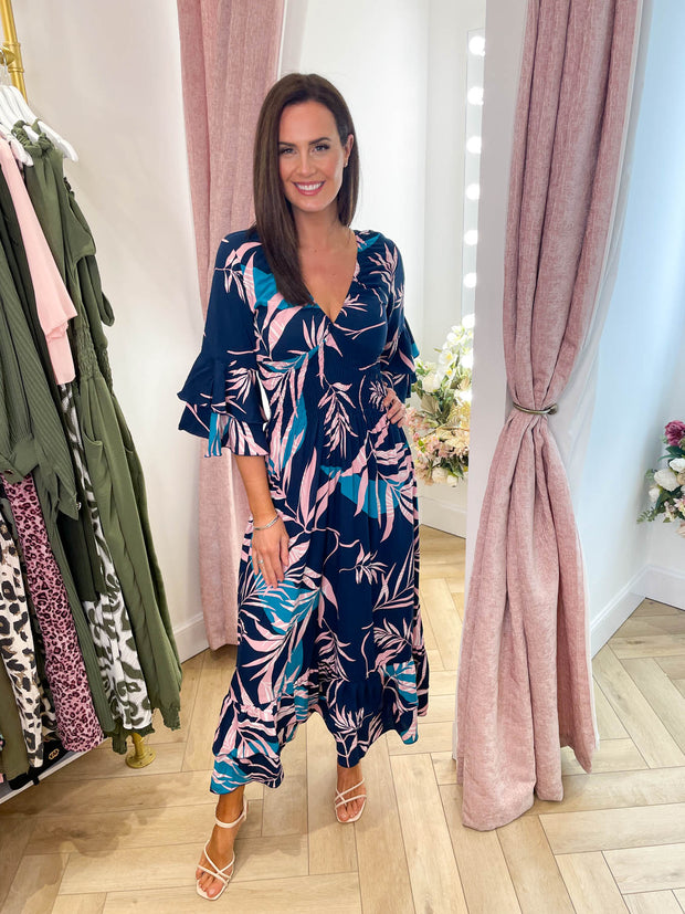 Liah Dress - Blue Leaf