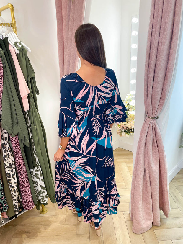 Liah Dress - Blue Leaf