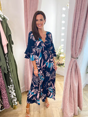 Liah Dress - Blue Leaf