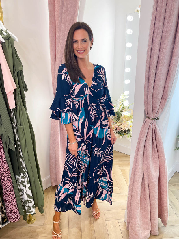 Liah Dress - Blue Leaf