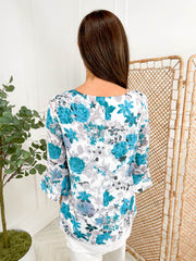 Brenda Top  - Blue Floral