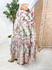 Camellia Midi Skirt - Floral Beige