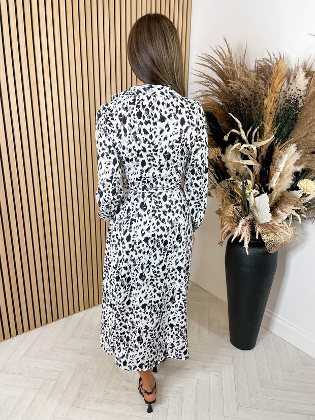 Cilla Dress - Monochrome Leopard