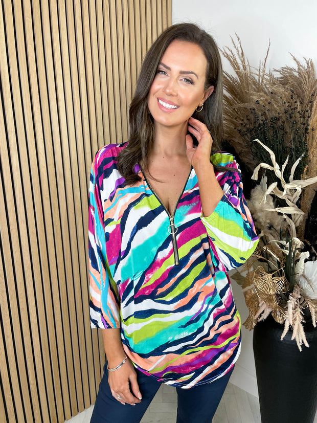 Samira Zebra Zip Top - 2 Colours