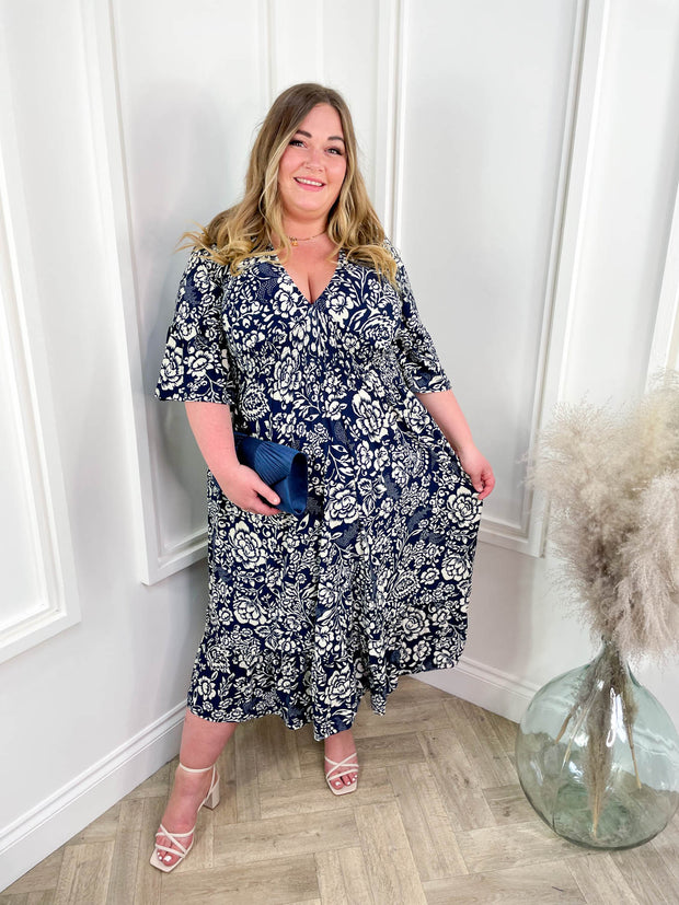 Curve Cheska Dress - Navy Floral