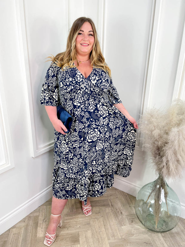 Curve Cheska Dress - Navy Floral