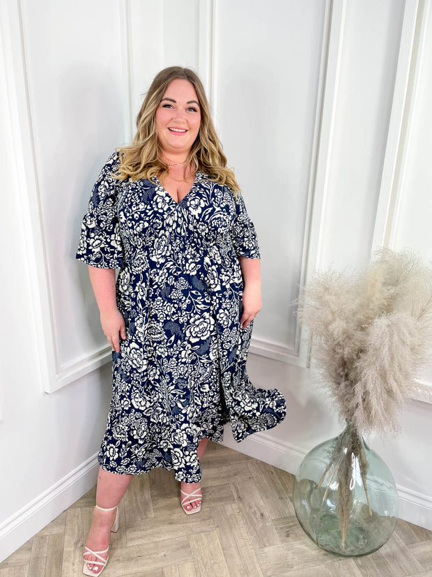 Curve Cheska Dress - Navy Floral