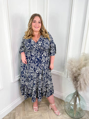 Curve Cheska Dress - Navy Floral