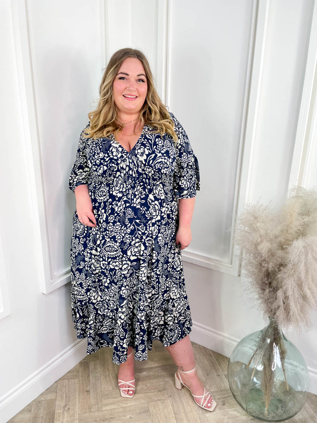 Curve Cheska Dress - Navy Floral