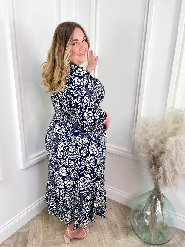 Curve Cheska Dress - Navy Floral