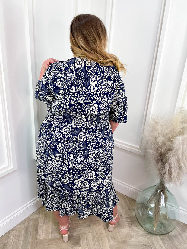 Curve Cheska Dress - Navy Floral