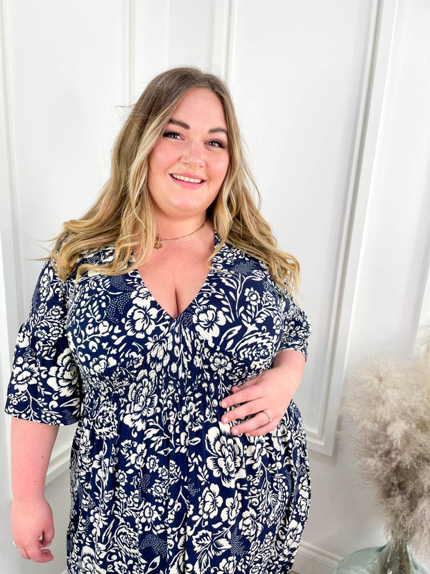 Curve Cheska Dress - Navy Floral