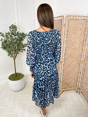Lizzy Dress - Blue Leopard