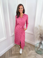 Angie Shirt Dress - Pink Leopard