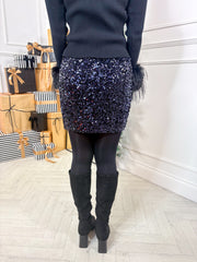 Elena Sequin Skirt - Dark Blue