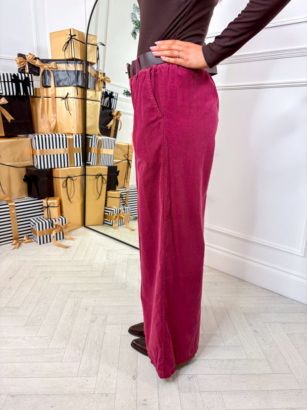 Laney Belted Trousers - Berry