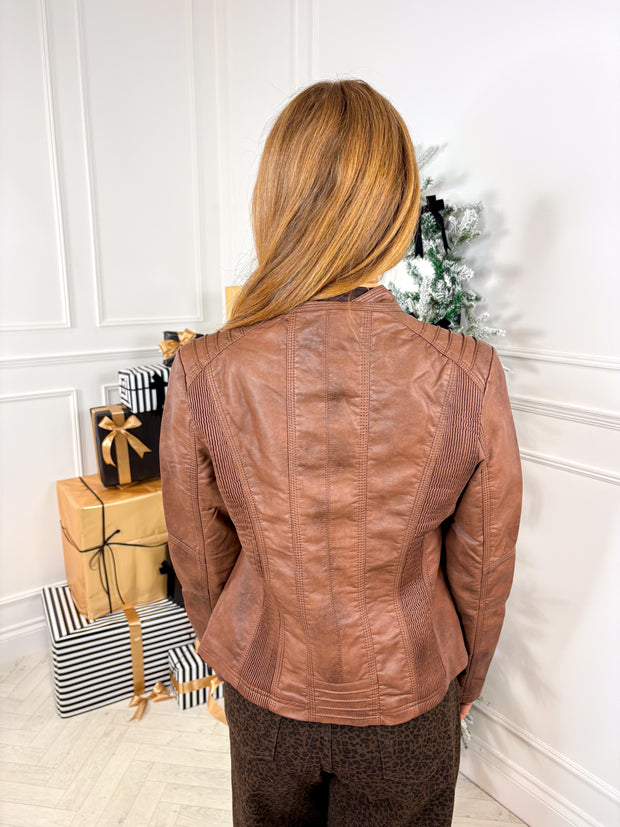 Olivia Leather Jacket - Tan