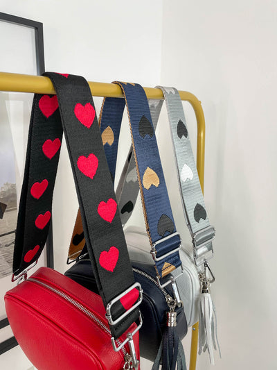 Love Heart Mix & Match Bag Strap Silver Hardware - 3 Colours