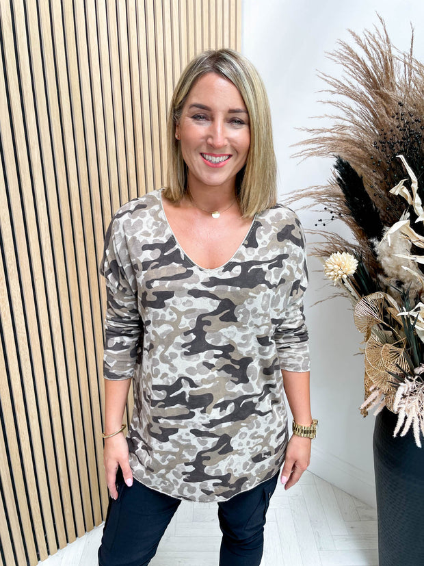 Caitlin Camo Top - 2 Colours