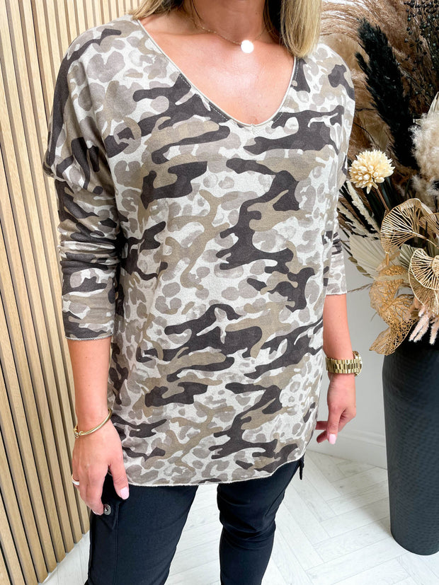 Caitlin Camo Top - 2 Colours