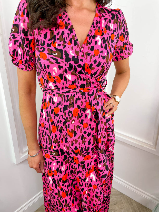 Alessia Dress - Pink Leopard