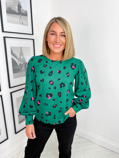 Ronnie Top - Green Colour Pop Leopard by Sugarhill Brighton