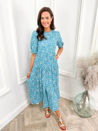 Polly dress - Teal Floral