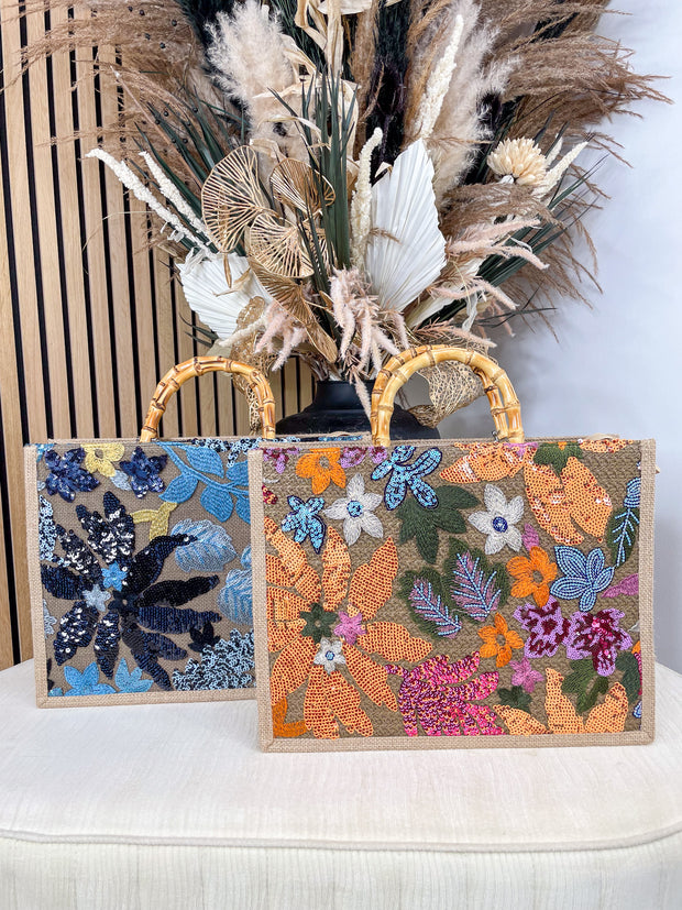 Floral Beach Bag- 2 Colours