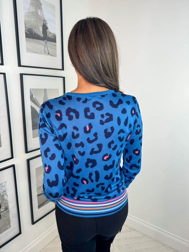 Callie Jumper - Blue Leopard Pop Stripe by Sugarhill Brighton