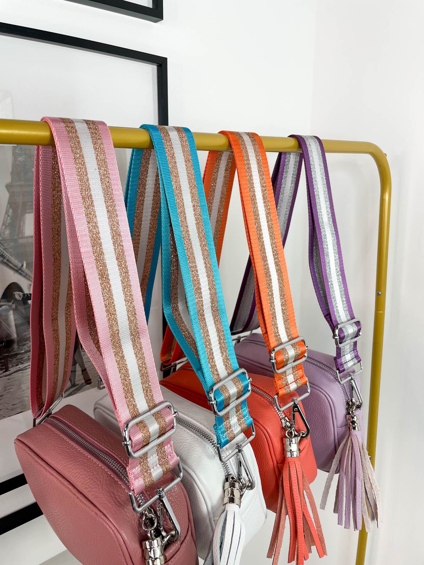 Summer Stripe Mix & Match Bag Strap Silver Hardware 4 Colours Tiger