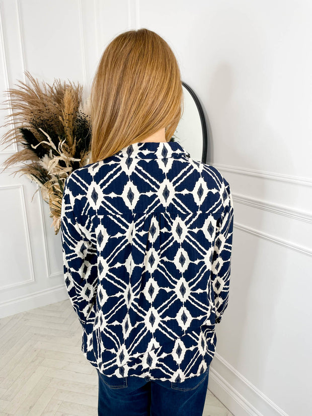 Kaia Shirt - Navy Abstract