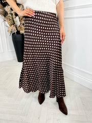 Valentina Polka Dot Skirt- Chocolate