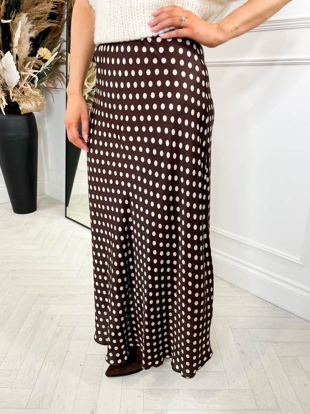 Valentina Polka Dot Skirt- Chocolate