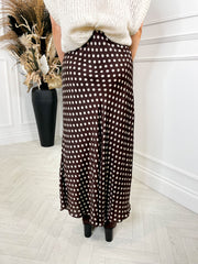 Valentina Polka Dot Skirt- Chocolate