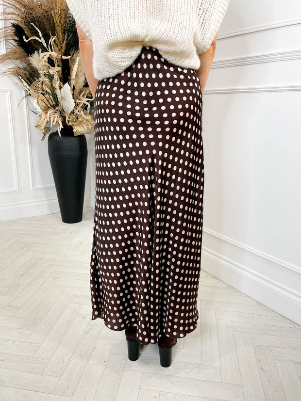 Valentina Polka Dot Skirt- Chocolate