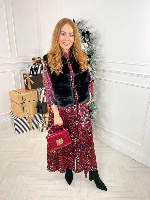 Kali Shirt Dress- Plum Leopard Print