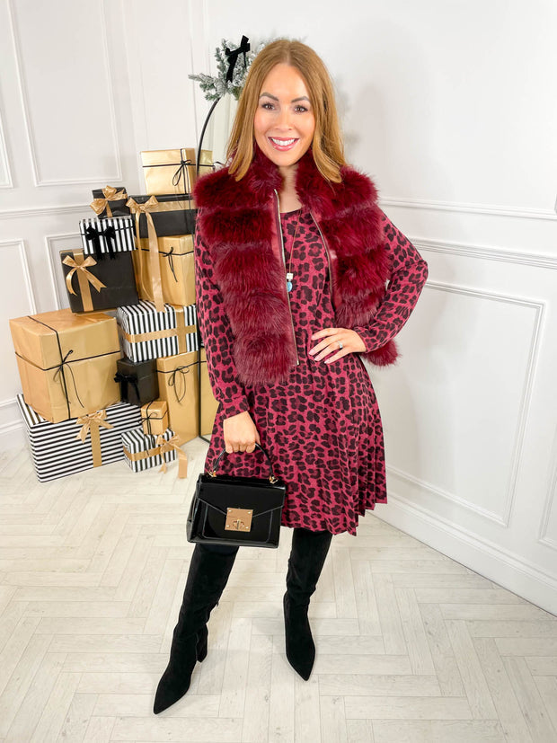 Katie Dress - Burgundy Leopard