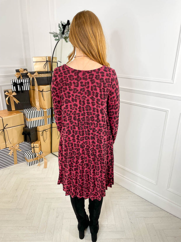 Katie Dress - Burgundy Leopard