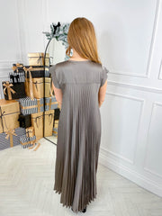 The Satin Everyday Dress -Taupe