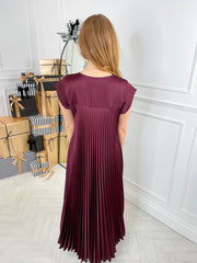 The Satin Everyday Dress -Burgundy